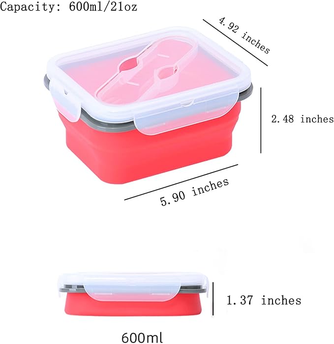 Collapsible Bowls for Camping Cups and Bowls Set with Luch Bag Outdoor Camping Mess Kit 4 in 1 Reusable Silicone Bowl and Cup with Lid and Spork