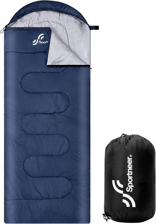 Sportneer Sleeping Bags for Adults, Warm & Cold Weather Sleeping Bag for Adults Kids Boys Girls - Lightweight Compact Camping Gear Equipment, Traveling, Backpacking, Hiking