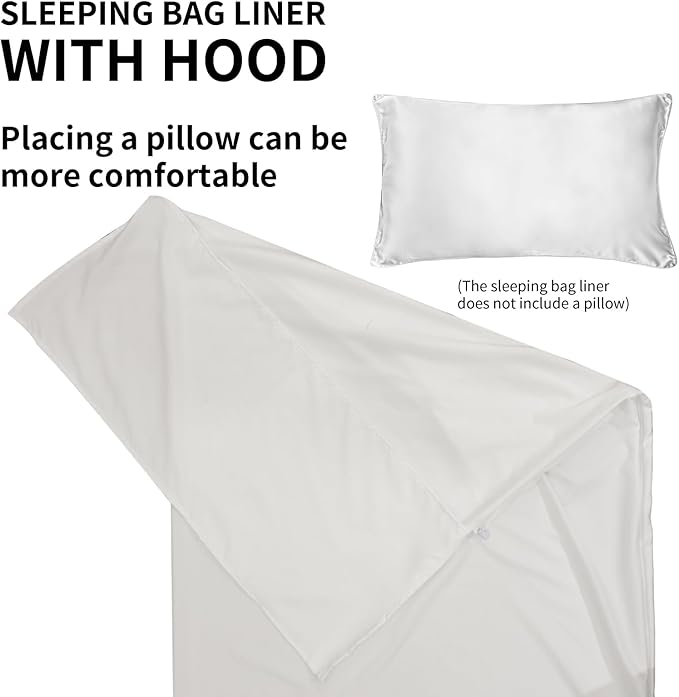 Sleeping Bag Liner for Warm Weather Seasons with Carry Bag - Protable,Lightweight and Skin-Friendly Sleeping Bag for Camping,Hiking and Backpacking.