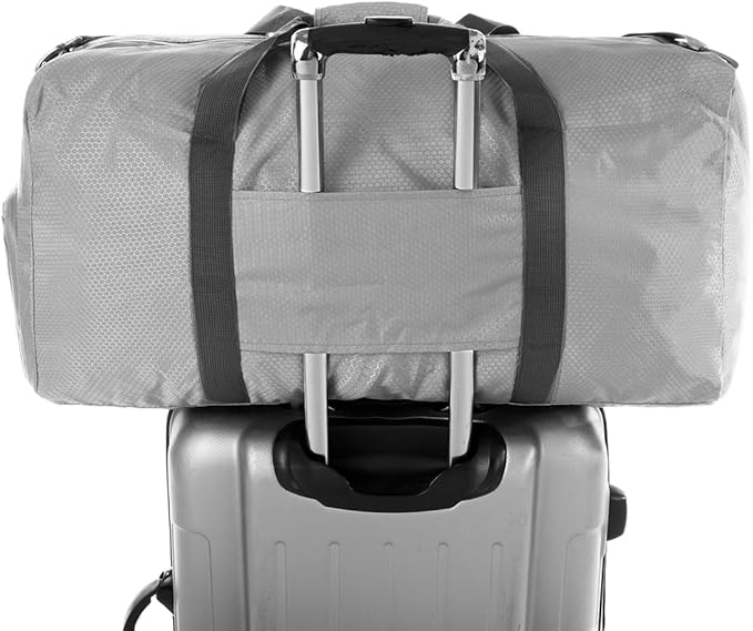 Dimayar Travel Duffle Bag for Men Women - Foldable Duffel Bag with Shoes Compartment - Overnight Bags Waterproof & Tear Resistant(40L,Space Gray)