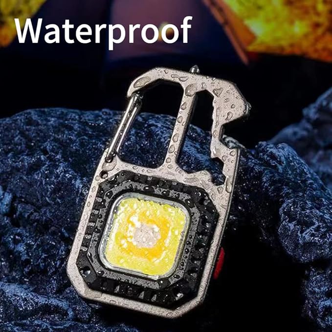 Cob Mini Flashlight Keychain Light, 500 Lumens Bright Rechargeable, Small Multi-Function Work Light, 7 Modes Portable Pocket Light Battery Display Bottle Opener for Camping Emergency Lighting