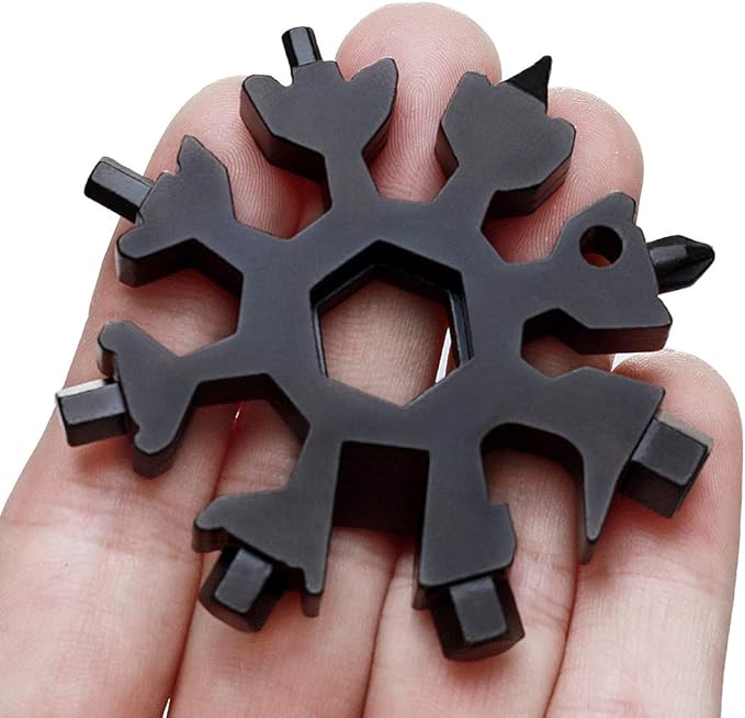 18-in-1 Snowflake Multi-Tool Screwdriver, Stainless Steel 18-1 Multitool Snow Tool (Black)
