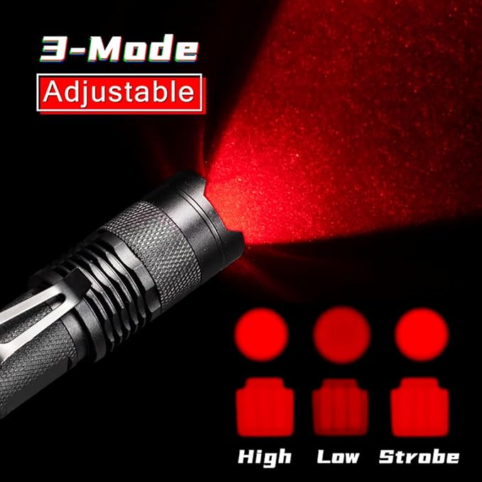 2 Pack Red Light Flashlight Red LDE Flashlight Red Flashlight Night Vision Flashlight for Astronomy, Night Observation and Outdoor Activities(2 PCS)