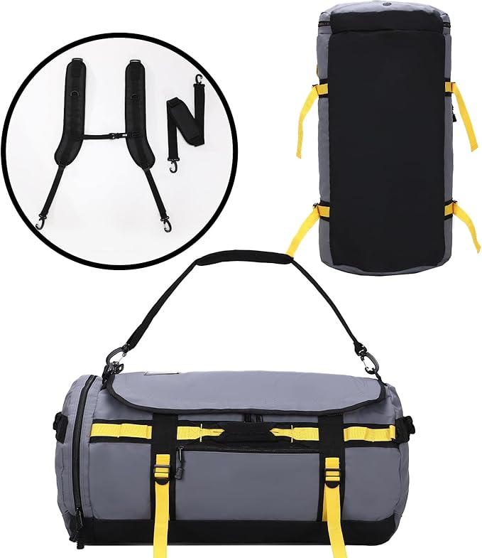 MIER Large Duffel Backpack Sports Gym Bag with Shoe Compartment, Heavy Duty and Water Resistant, Gray, 90L