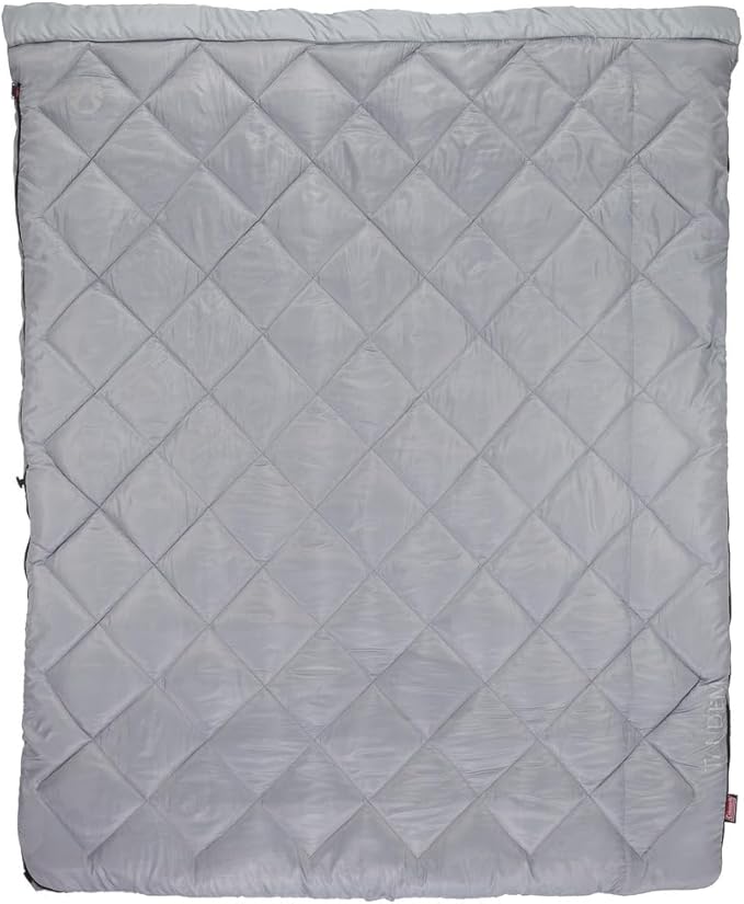 Coleman 45°F Double Sleeping Bag, Queen Size XL Tandem Sleep Sack with Big & Tall Design, Zips Apart into 2 Sleeping Bags, Machine Washable