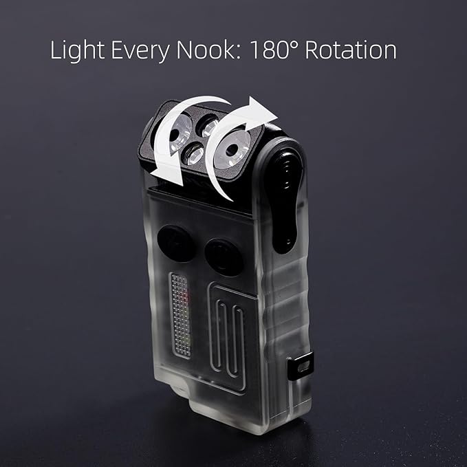 APLOS V20 Small Powerful EDC Flashlight with Multi-Color COB Light, 1000LM USB C Rechargeable IP67 Mini Keychain Flash Light with 180° Head Rotary, Two-Way Clip, Magnet, Camping Light Shade (White)