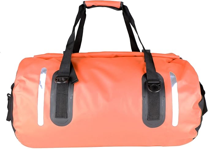 Waterproof Duffle Bag Travel Dry Bag 500D PVC for Motorcycle Tail Kayaking Rafting Boating Swimming Camping Hiking Beach Fishing (Orange, 60L)