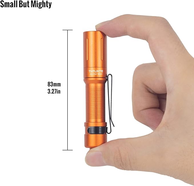 ThruNite EDC Flashlight Archer Mini, 405 Lumens Tail Switch LED Flashlight, USB C Rechargeable Little Pocket Penlight for Camping, Outdoor, and Emergency - Orange Cool White