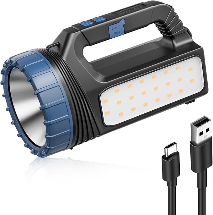 Solar Flashlights, Solar Flashlight Flashlights For Multi Function 8000 Lumens Led Flashlight With Emergency Strobe Light Emergencies, Led High Lumens, Usb C And Large Capacity Battery Fast Charging