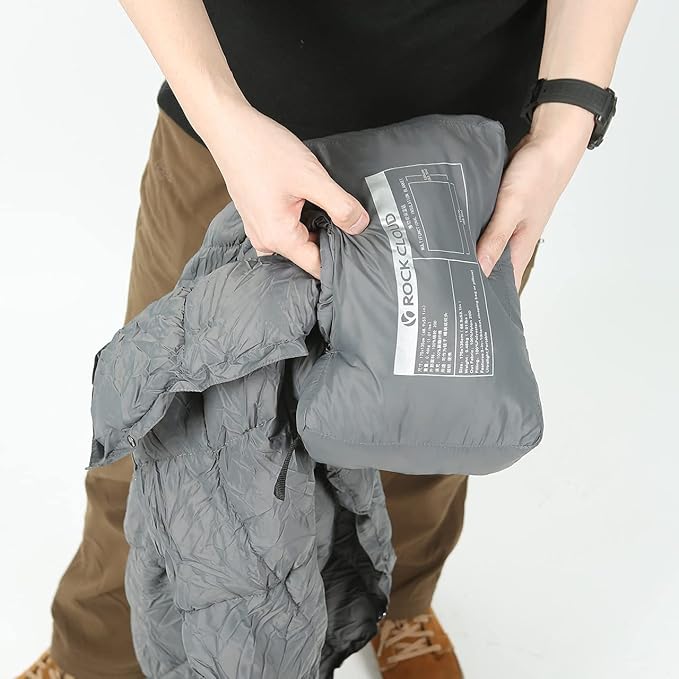 ROCK CLOUD Packable Camping Blanket Ultralight Outdoor Blankets Stadium for Hiking Camp Travel Outside Sports, Grey