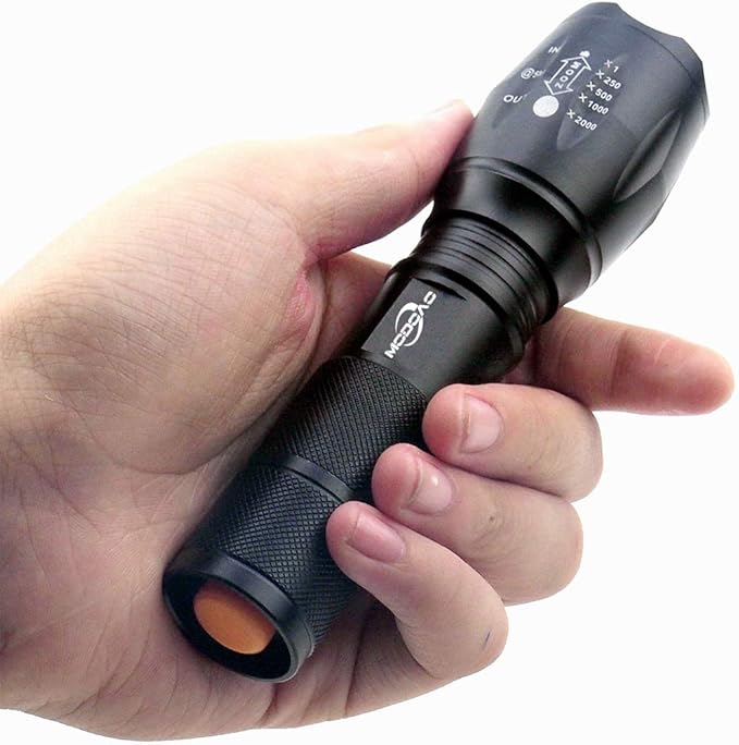 MODOAO 1500LM LED Flashlight Waterproof Zoomable Tactical Flashlight with 5 Light Modes for Hiking, Camping, Emergency (5 Pack-A)