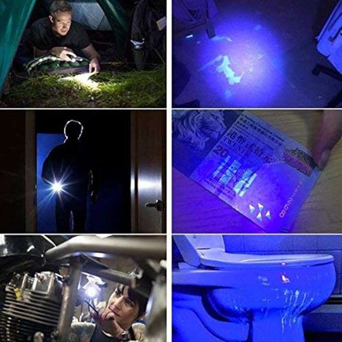 MODOAO LED Flashlight Pen Light, White and purple dual light flashlight for Test,LED Mini Pocket Pen Clip Flashlight work for Camping, Outdoor, Fishing, Emergencies