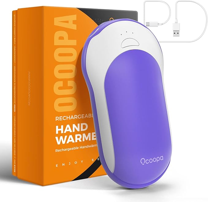 OCOOPA Quick Charge Hand Warmers Rechargeable, 10000 mAh Electric Hand Warmer Power Bank PD, 15hrs Lasting Heat, 3 Levels, Perfect Outdoor Heater for Camping, Hunting, Golf Gifts