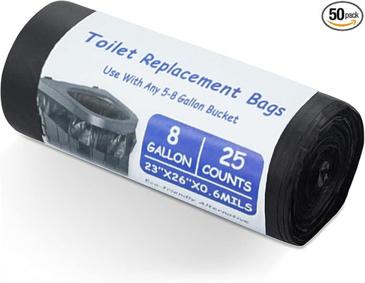 25/50 Pieces Portable Toilet Bags - Thickened Camping Toilet Bags 8 Gallon Compostable Camping Toilet Bags Portable Potty Bags for Outdoor Camping(1 * 25)