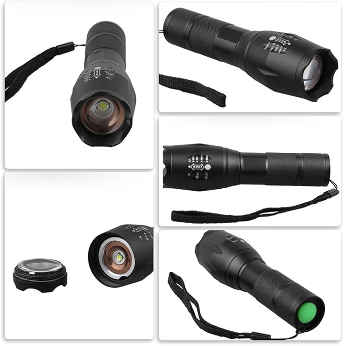 LED Adjustable Focus Flashlight, High Lumens Flash Light, Battery Powered, Portable, Waterproof, Multifunctional, Flashlight for Emergencies, Camping, Travel, Hiking, Car, Home