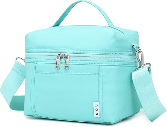 NOL Natural Organic Lifestyle Insulated Lunch Bags for Women Cooler Bag Lightweight Nylon Waterproof Lunch Box For Work(Small, Cyan