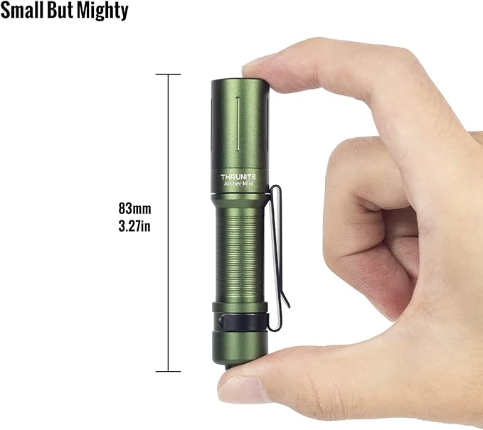 ThruNite EDC Flashlight Archer Mini, 405 Lumens Tail Switch LED Flashlight, USB C Rechargeable Little Pocket Penlight for Camping, Outdoor, and Emergency - Dark Green Cool White