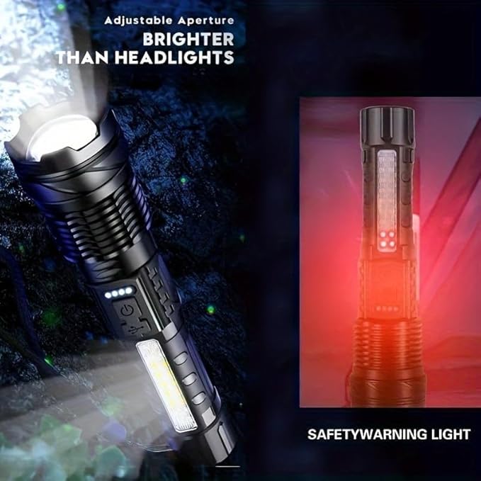 MODOAO LED Flashlight Rechargeable, Handheld Flashlights with 7 Modes & Zoomable, Powerful Emergency Flashlights Camping, Hiking,and Outdoor Use (5 Pack)