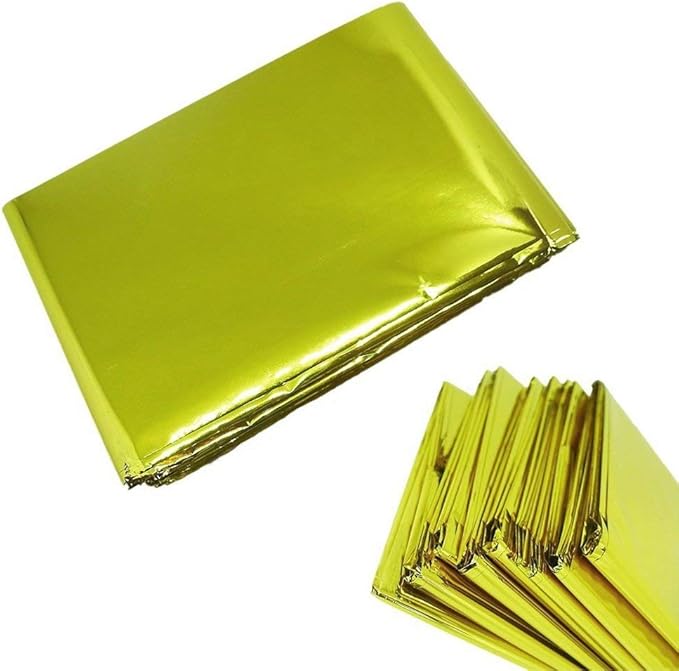 4-Pack Extra Large Emergency Mylar Blanket 84" X 52" - Gold Foil Space Blanket: Designed for NASA - Essentials for Outdoors, Hiking, Survival, Marathons or First Aid