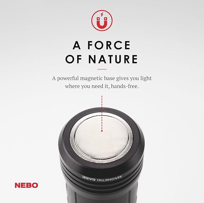 NEBO SLYDE+ Tactical LED Flashlight, Powerful 400-Lumen Bright Camping Flashlight with Slide-To-Reveal Work Light, Red Hazard Light & Magnetic Base