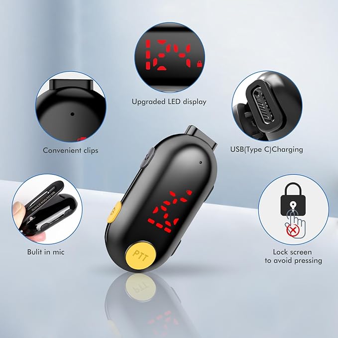 Mini Walkie Talkie Headset: Bluetooth Two-Way Radio FM Transceiver, Portable Small Walkie Talkies for Restaurants, Sports & Outdoor Activities, Wearable for Hospitals & Tourism