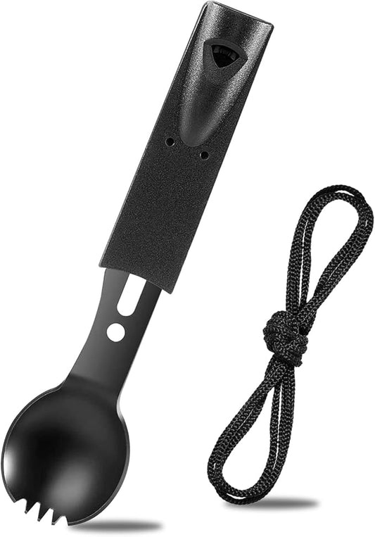 Multifunction Camping Flatware,8-In-1Camping Utensils for Hiking Camping Backpacking(Black)