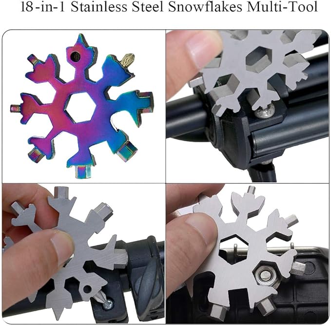 18-in-1 Snowflake Multi-Tool Screwdriver, Stainless Steel 18-1 Multitool Snow Tool (Aurora)