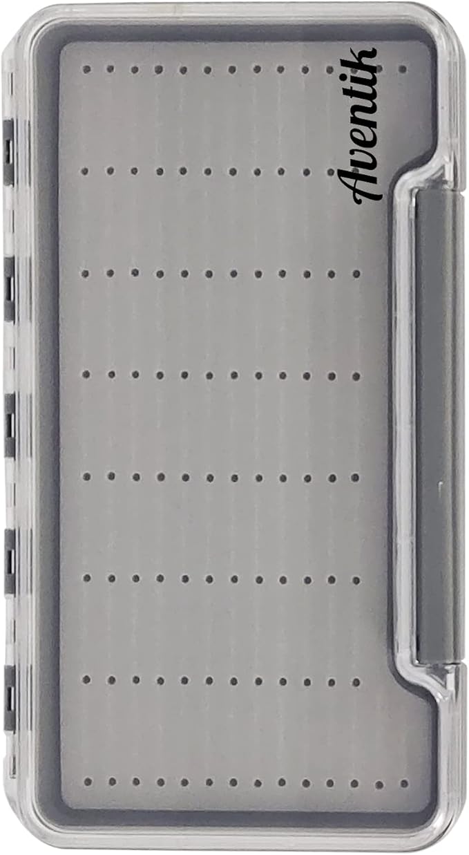 Waterproof Fly Fishing Boxes Supper Slim Transparent Fishing Tackle Storage Easy Grip Foams Multi Magnetic Compartments Fishing Tackle Storage Trags 7.36"X4.02"X0.63"(Grey-H046LB)