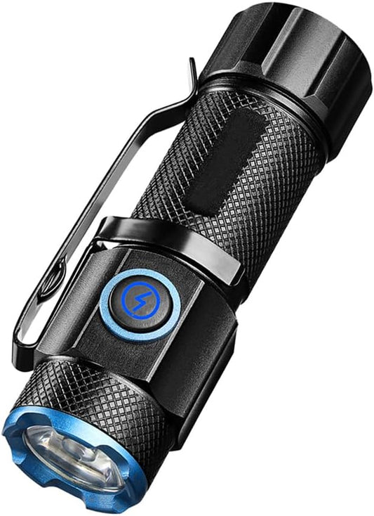 Alonefire X66 LED Mini Flashlight High Lumens USB C Rechargeable Small Flashlight Bright Lightweight Pocket Size with 5 Light Modes Magnetic with Clip, Charging Indicator, Rechargeable Battery for EDC