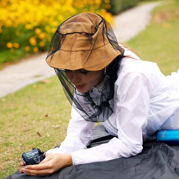 4Monster Mosquito Head Net Hat, Ultra Large, Extra Fine Holes, Insect Netting, Bug Face Shield, Soft Durable Fly Screen, Protection for Outdoor Lover, with Carry Bag Black
