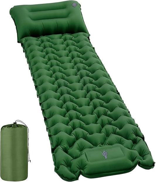 Sleeping Pad, Ultralight Camping Mat with Pillow Built-in Foot Pump Sleeping Mat Waterproof Portable and Compact Camping Mattress