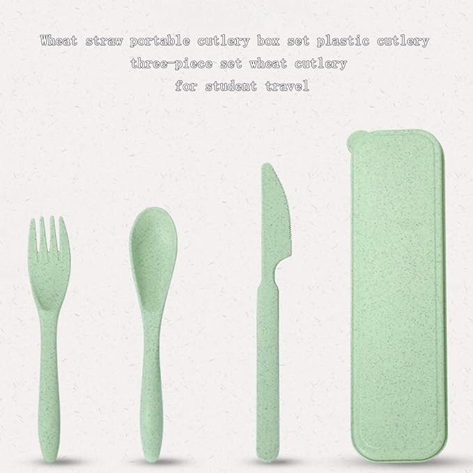 Lnrkai Travel Utensils Set with Case, 4 Sets Wheat Straw Reusable Spoon Knife Forks Tableware, Portable Cutlery Set for Lunch Box Accessories for Adults Kids Travel Picnic Camping or Daily Use