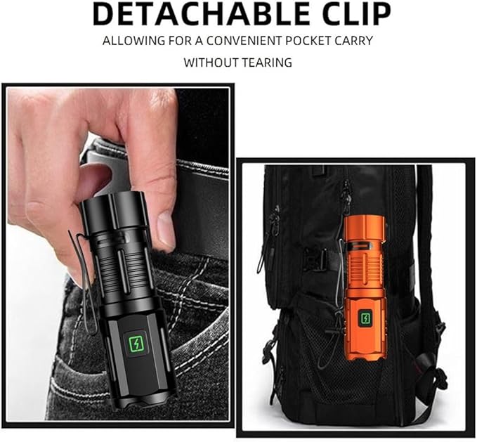 ALONEFIRE X63 Mini LED Flashlight Type C USB Rechargeable Bright 3 LED Light Source Small Torch 7 Modes Waterproof Long Battery Life with Tail Magnet, Clip, Battery for Outdoor, EDC Carry, Hiking