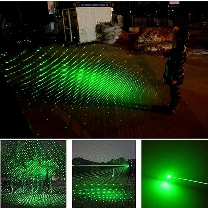 Long-Range Green Light Flashlight, (Built-in USB Charging), Starry Sky, Pattern, Presentation and Outdoor