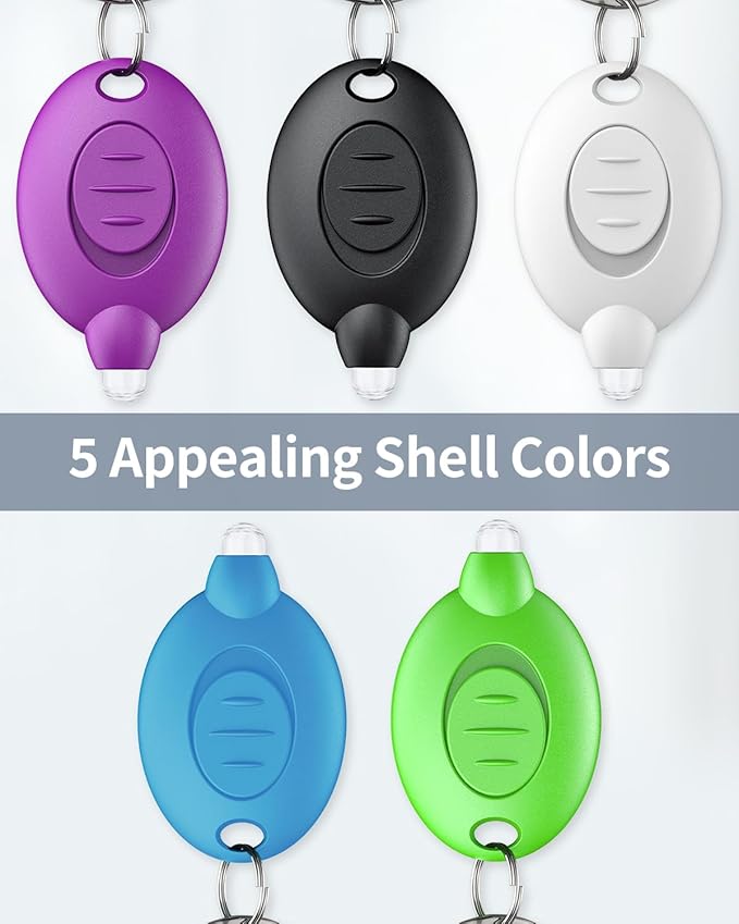 Uniclife 5 Pack LED Keychain Flashlight Mini LED Keychain Light 12 Lumen Portable Ultra Bright Battery Powered Key Ring Torch for Outdoor Camping Hiking and Emergency Lighting, 5 Colors of Shells