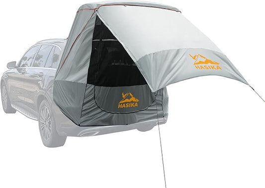Hasika Canopy Tent Easy Set Up Sun Shade with Mesh Netting for Camping Road Trip Park Waterproof 3000MM UPF 50+ Gray