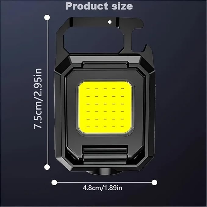 Super Bright 2000 Lumens Rechargeable LED Small Pocket Utility Flashlight, IPX4 Waterproof, Portable Outdoor COB Keychain Flashlight for Camping Adventures with 90° Foldable Side Lights