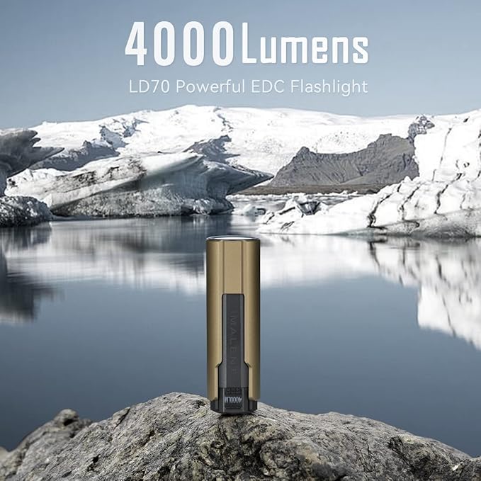 IMALENT LD70 Pocket EDC Flashlight, 4000 Lumens Compact Bright Powerful Flashlights with CREE XHP70.2 LED, Rechargeable Handheld Torch for Camping and Hiking (Gold)