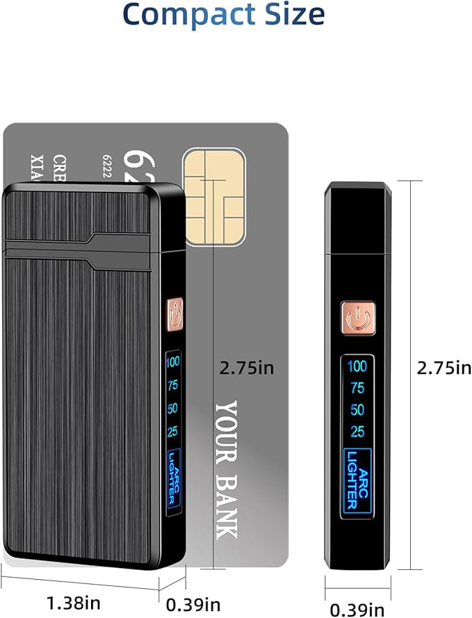 2 Pack Electric Lighter,USB Rechargeable Lighter, Plasma Dual Arc Lighter, Windproof Flameless Lighter, Pocket Metal Lighter with LED Battery Indication for Indoor Outdoor (Black&Black)