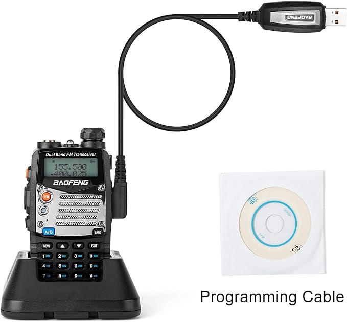 BAOFENG UV-5R 8W Ham Radio Handheld Dual Band 2-Way with an Extra 3800mAh Battery with BAOFENG Hand Mic and Programming Cable