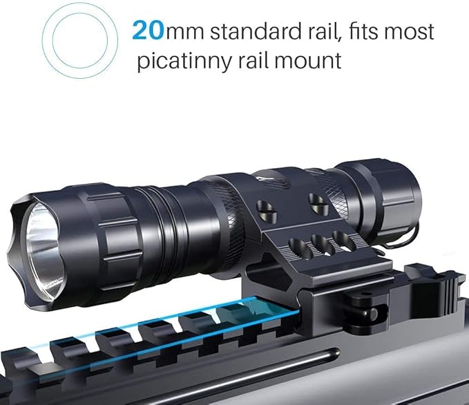 Tactical Flashlight Super Bright,150000 Lumens 1 Mode Light with Rail Mount Quick Release & Remote Pressure Switch LED Flashlights Torch for Outdoor Camping Hunting