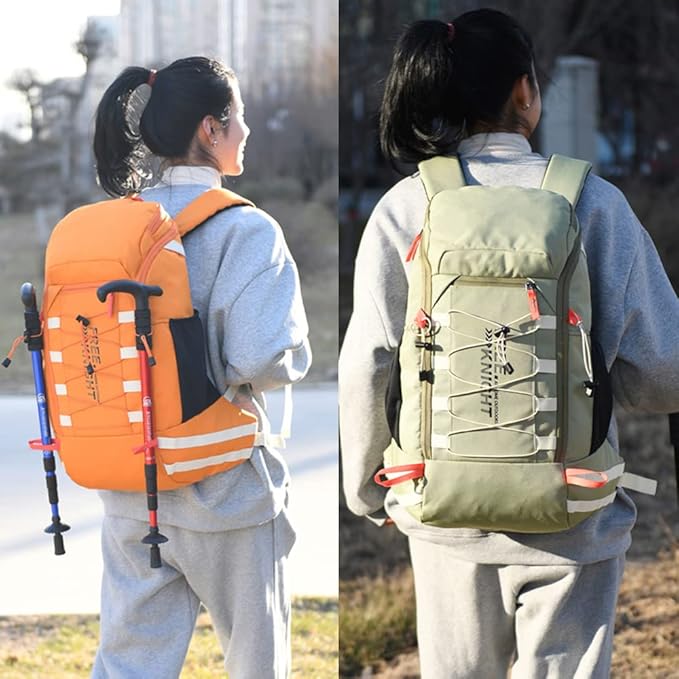 Bseash 40L Waterproof Hiking Camping Backpack with Rain Cover, Outdoor Sport Travel Daypack Rucksack for Skiing Cycling (Milk Green)