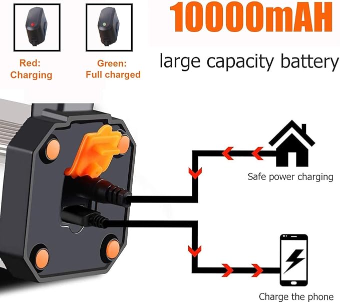 Rechargeable Spotlight Flashlight, 10000 Lumen LED Handheld Spotlight 10000mAh Long Lasting Spot Light Torchlight Searchlight Flood Fishing Hiking Camping Hunting Flashlight USB Output with Tripod