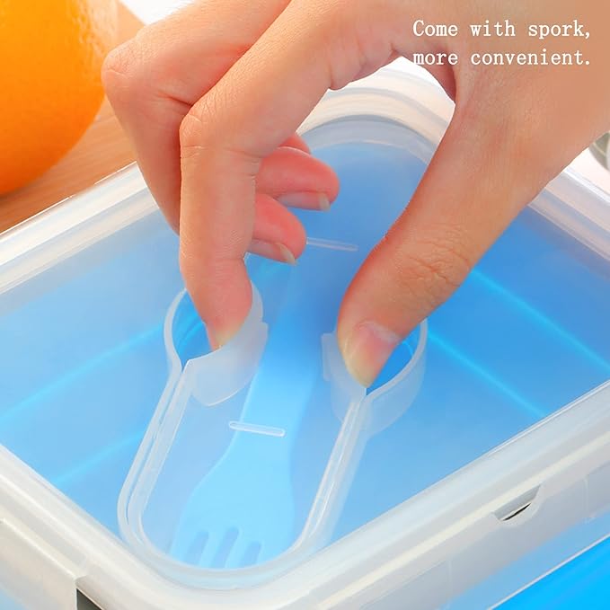 Collapsible Bowls for Camping Cups and Bowls Set with Luch Bag Outdoor Camping Mess Kit 4 in 1 Reusable Silicone Bowl and Cup with Lid and Spork