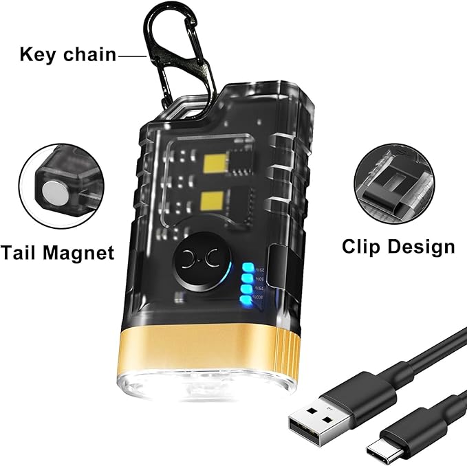 LOVME Keychain Flashlight,EDC Flashlight Bright 800 LM, Small Powerful Flashlight with 365nm UV Mini Flashlight with Clip, for Hiking and Camping