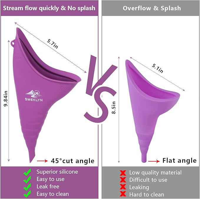 Female Urination Device Women Pee Funnel Reusable Silicone Urine Cup Female Urinal Post Surgery Pee Standing Up Perfect for Camping Hiking Travel Road Trip Accessories-Plus Size