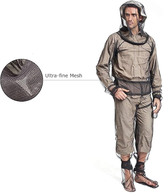 4 Pieces Mosquito Net Suit – Jacket Hood & Pants & Mitts & Socks Sets, Light-Weight & Breathable Mesh Clothing (Small/Medium(1 Pack))
