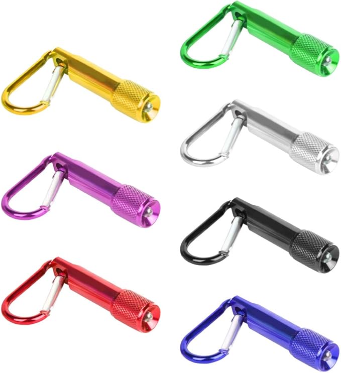 PROLOSO Mini LED Flashlight Keychains Portable Flashlight Keyring Carabiner Toys Bulk for Kids Party Favors Camping Hiking 15 Pcs