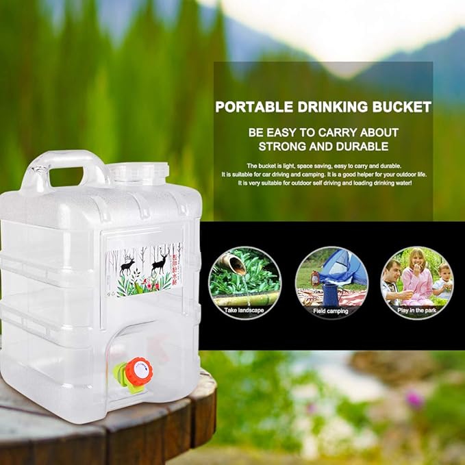 Water Storage Containers, Camping Water Container, Portable Water Tank with Faucet Camping Bucket with Tap Water Jug with Spigot BPA Free Emergency Water Storage for Outdoor Camping Hiking