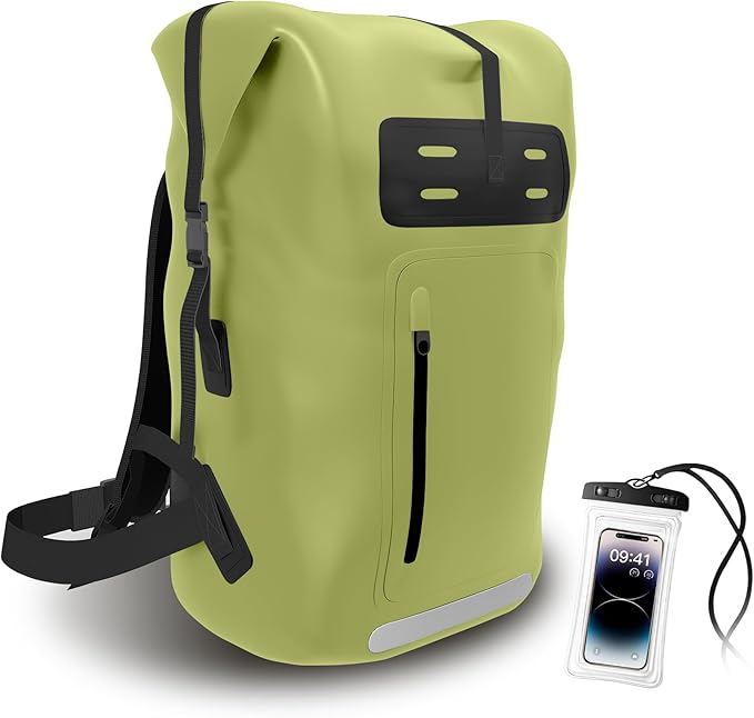 Waterproof Backpack,Heavy Duty Hiking Backpack,35/55/85L dry bag backpack waterproof for Men,Roll-Top Closure,for Kayaking, Travel, Hiking, Fishing, Camping, Motorcycles (green, 35L)